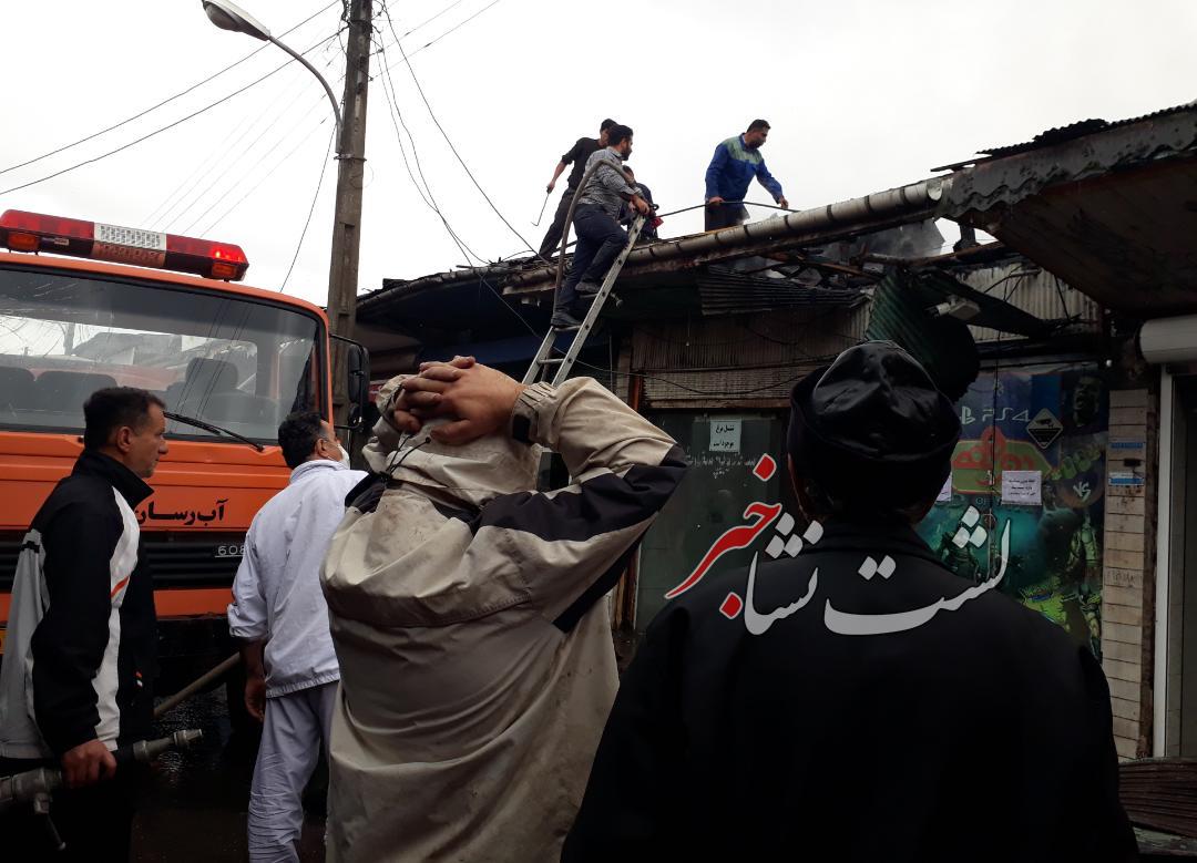 آتش‌‌سوزی چندین مغازه در خیابان شریعتی لشت‌نشا+ فیلم و عکس