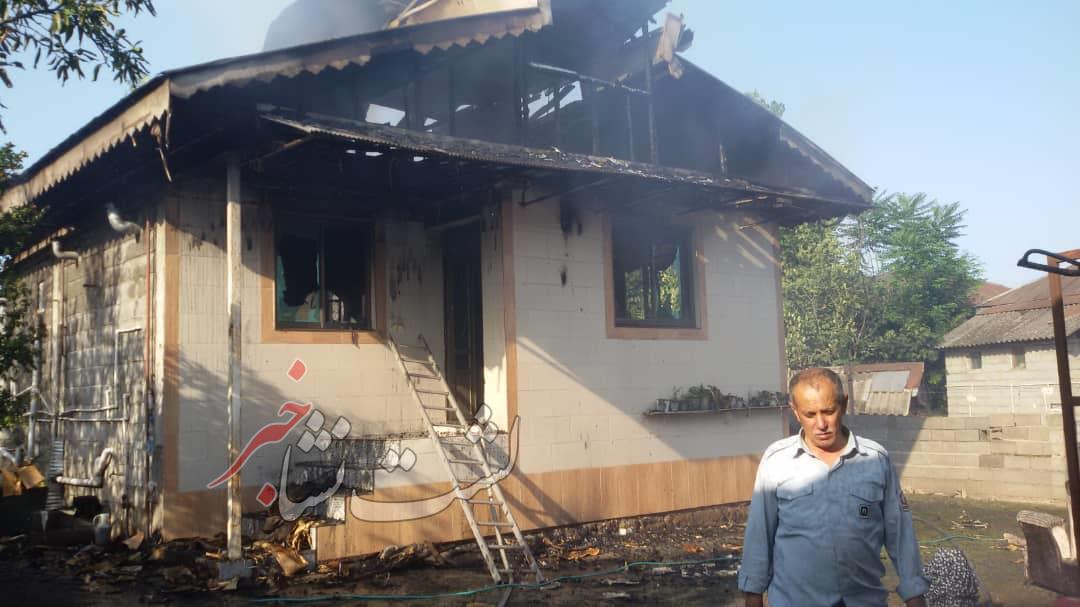 آتش سوزی یک واحد مسکونی در روستای بالاگفشه لشت نشا+ تصاویر